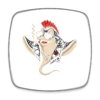 Punk Rays avec des lunettes de soleil Mohawk - Magnet carré - blanc - Devant