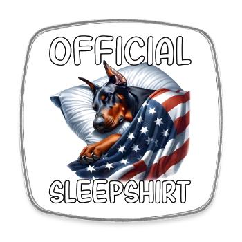 Dobermann US Schlafshirt - Viereckiger Kühlschrankmagnet - Weiß - Vorne