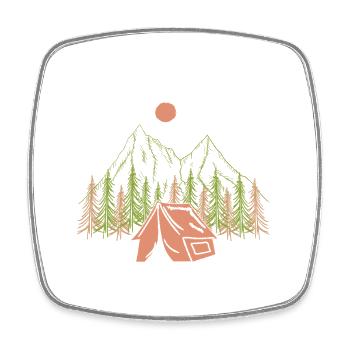 Camping Gift Birthday Tent Mountain Nature Forest - Square fridge magnet - white - Front