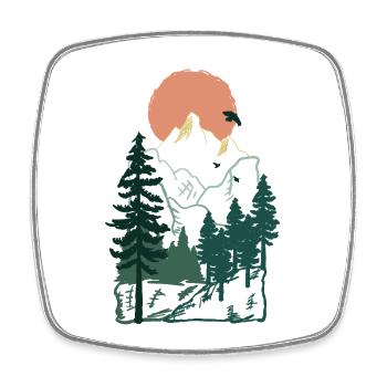 Natur Wald Berg Baum Geschenkidee - Viereckiger Kühlschrankmagnet - Weiß - Vorne