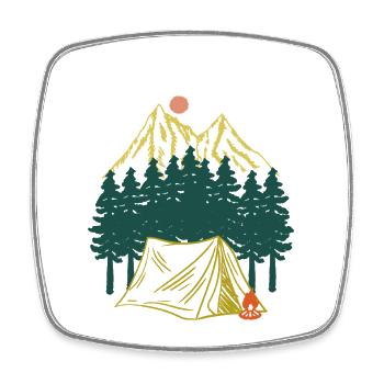 Sternennacht Bergcamping Abenteuer - Viereckiger Kühlschrankmagnet - Weiß - Vorne