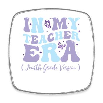 In My Teacher Era Fourth Grade - Viereckiger Kühlschrankmagnet - Weiß - Vorne