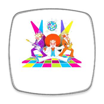 DiscoKuh in a glittering appearance - Square fridge magnet - white - Front