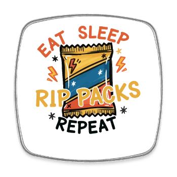 Sammelkartensammler Eat-Sleep-Rip-Packs wiederholen - Viereckiger Kühlschrankmagnet - Weiß - Vorne