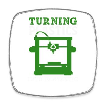 Turning Plastic Into Awesome 3D Printer - Square fridge magnet - white - Front