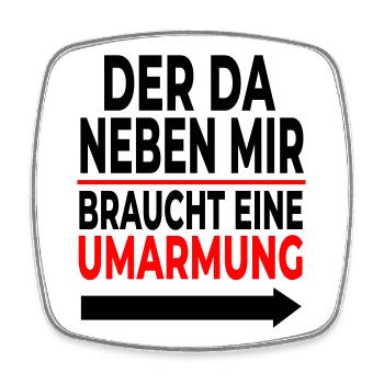 Umarmung: Rote Linie Schriftdesign - Viereckiger Kühlschrankmagnet - Weiß - Vorne