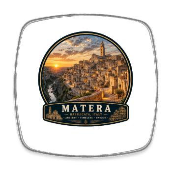 Mediterraner Urlaub in Matera Italien Altstadt - Viereckiger Kühlschrankmagnet - Weiß - Vorne