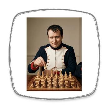 Napoleon plays chess. - Square fridge magnet - white - Front