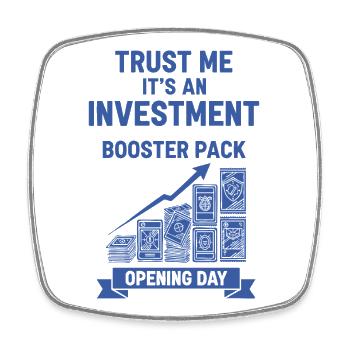 Trading Card Ein Investment Booster Pack Eröffnung - Viereckiger Kühlschrankmagnet - Weiß - Vorne