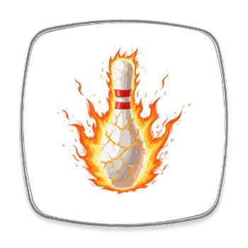 Blazing bowling pin in lava crack - Square fridge magnet - white - Front