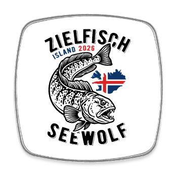 Zielfisch Seewolf | Island 2026 | Angler Geschenk - Viereckiger Kühlschrankmagnet - Weiß - Vorne