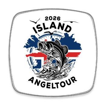 Island Angeltour 2026 Geschenk - Viereckiger Kühlschrankmagnet - Weiß - Vorne