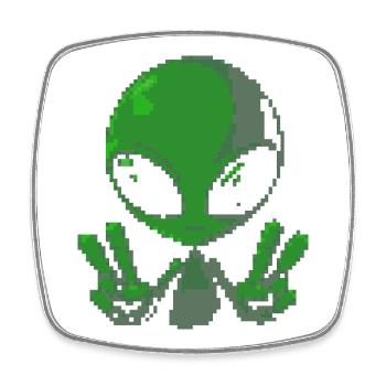 Signe de paix extraterrestre Pixel Green - Magnet carré - blanc - Devant