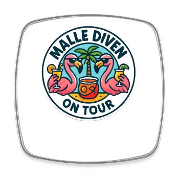 Malle Divas On Tour Women's Flamingo Mallorca Party - Square fridge magnet - white - Front