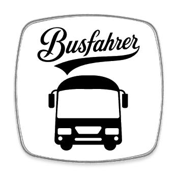 Beruf Busfahrer Text Design mit dem Bus - Viereckiger Kühlschrankmagnet - Weiß - Vorne