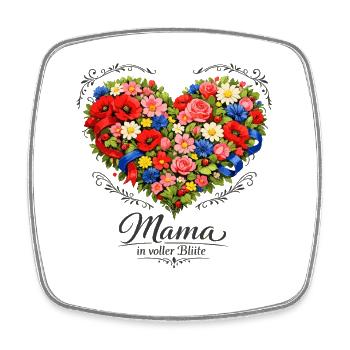 Mama in voller Blüte Blumenherz Muttertag - Viereckiger Kühlschrankmagnet - Weiß - Vorne