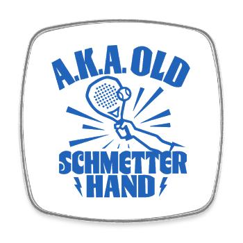 AKA Old Schmetterhand Padel Tennis Schläger Sport - Viereckiger Kühlschrankmagnet - Weiß - Vorne