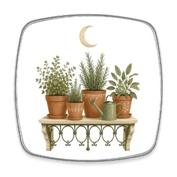 Herb Balcony Moonlight - Square fridge magnet - white - Front