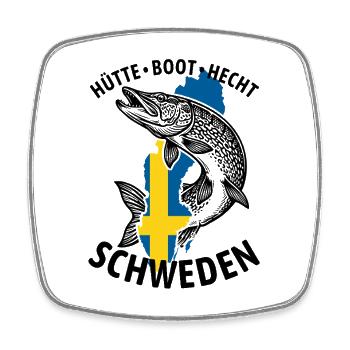 Hütte, Boot, Hecht - Schweden | Angler Geschenk - Viereckiger Kühlschrankmagnet - Weiß - Vorne