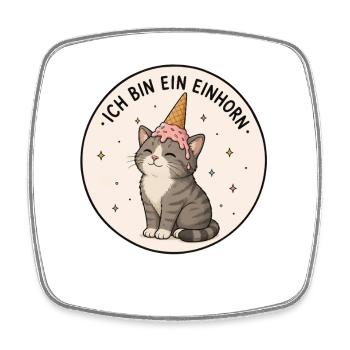 Katze mit eistüte Einhorn - Viereckiger Kühlschrankmagnet - Weiß - Vorne