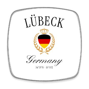 Lübeck Deutschland Wappen Krone – Reise Souvenir - Viereckiger Kühlschrankmagnet - Weiß - Vorne
