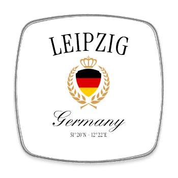 Couronne des armoiries de Leipzig, Allemagne – Souvenir de voyage - Magnet carré - blanc - Devant