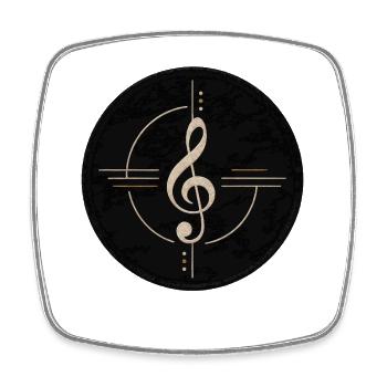 Golden clef on black - Square fridge magnet - white - Front