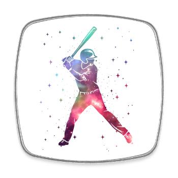 Baseball Spieler Kinder Weltraum Baseballspieler - Viereckiger Kühlschrankmagnet - Weiß - Vorne