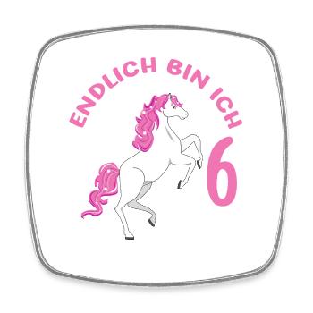 6 Jahre alt Pferd Endlich Bin Ich 6 Mädchen 6. - Viereckiger Kühlschrankmagnet - Weiß - Vorne