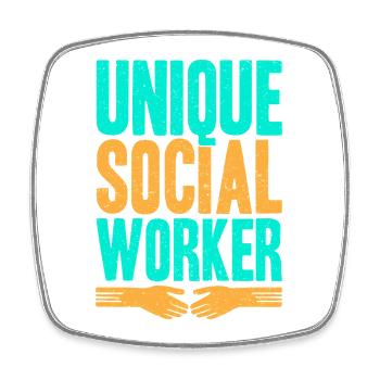 Citation d’assistant social : Unique Social Work - Magnet carré - blanc - Devant