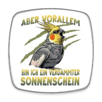 Nymphensittich Cockatiel exotischer Papagei - Viereckiger Kühlschrankmagnet - Weiß - Vorne