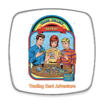 Trade Collect Repeat Trading Card Adventure - Square fridge magnet - white - Front
