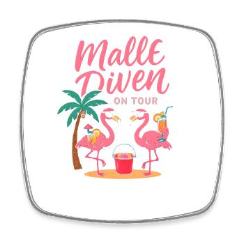 Malle Diven On Tour Damen Flamingo Mallorca Party - Viereckiger Kühlschrankmagnet - Weiß - Vorne