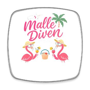 Malle Divas On Tour Women's Flamingo Mallorca Party - Square fridge magnet - white - Front