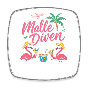 Malle Divas On Tour Women's Flamingo Mallorca Party - Square fridge magnet - white - Front
