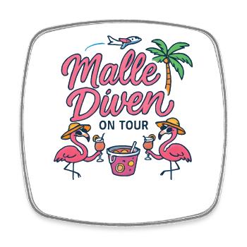 Malle Divas On Tour Women's Flamingo Mallorca Party - Square fridge magnet - white - Front