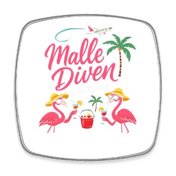 Malle Diven On Tour Damen Flamingo Mallorca Party - Viereckiger Kühlschrankmagnet - Weiß - Vorne