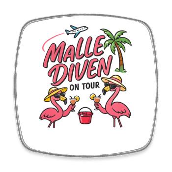 Malle Divas On Tour Women's Flamingo Mallorca Party - Square fridge magnet - white - Front
