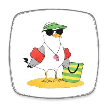 Look plage de la mouette - Magnet carré - blanc - Devant
