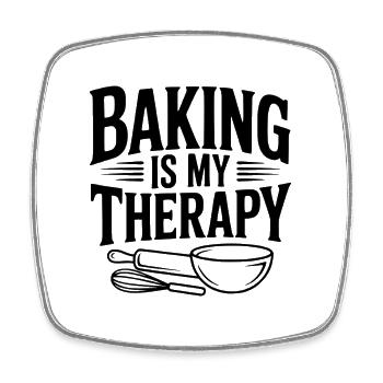 Backen ist meine Therapie - Viereckiger Kühlschrankmagnet - Weiß - Vorne