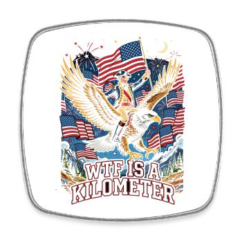 American Eagle Rider Kilometermeme - Square fridge magnet - white - Front