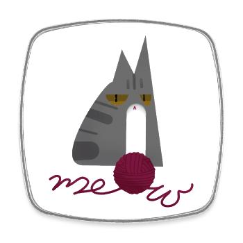 Kitten (gray) - Square fridge magnet - white - Front
