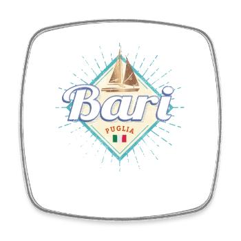 Bari Apulien in Italien Segelschiff Vintage Design - Viereckiger Kühlschrankmagnet - Weiß - Vorne