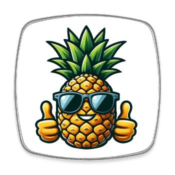 Cool Pineapple Fruity Summer Sunglasses - Square fridge magnet - white - Front