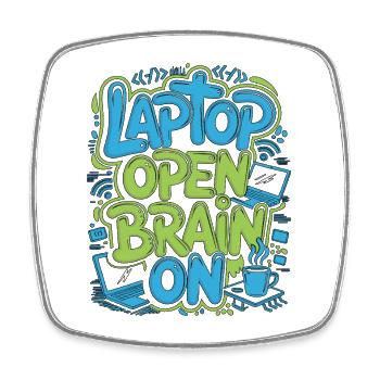 Remote Developer Laptop Open Brain On Remote Coder - Viereckiger Kühlschrankmagnet - Weiß - Vorne