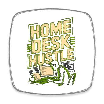 Remote Developer Home Desk Hustle Remote Coder - Square fridge magnet - white - Front