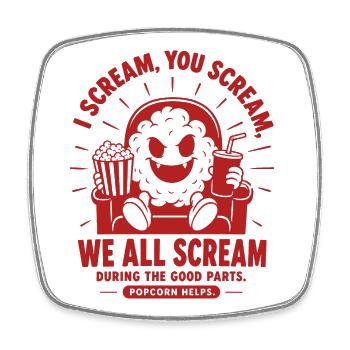 We All Scream Horror Popcorn - Viereckiger Kühlschrankmagnet - Weiß - Vorne