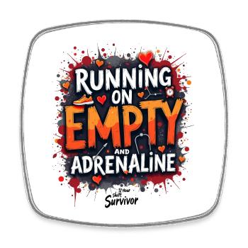 Laufend auf Leere und Adrenalin - Viereckiger Kühlschrankmagnet - Weiß - Vorne