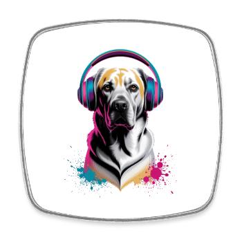 Labrador with headphones - Square fridge magnet - white - Front