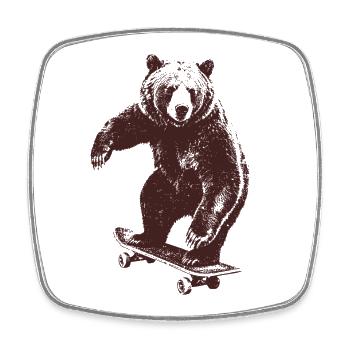 Skating Bear - Square fridge magnet - white - Front